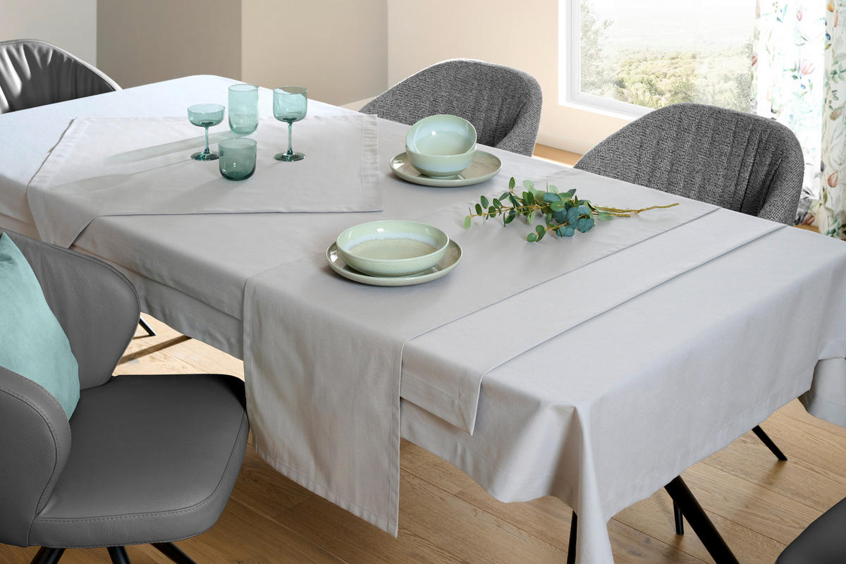 ÚZKY OBRUS, 40/140 cm, svetlosivá - svetlosivá, Konventionell, textil (40/140cm) - Novel
