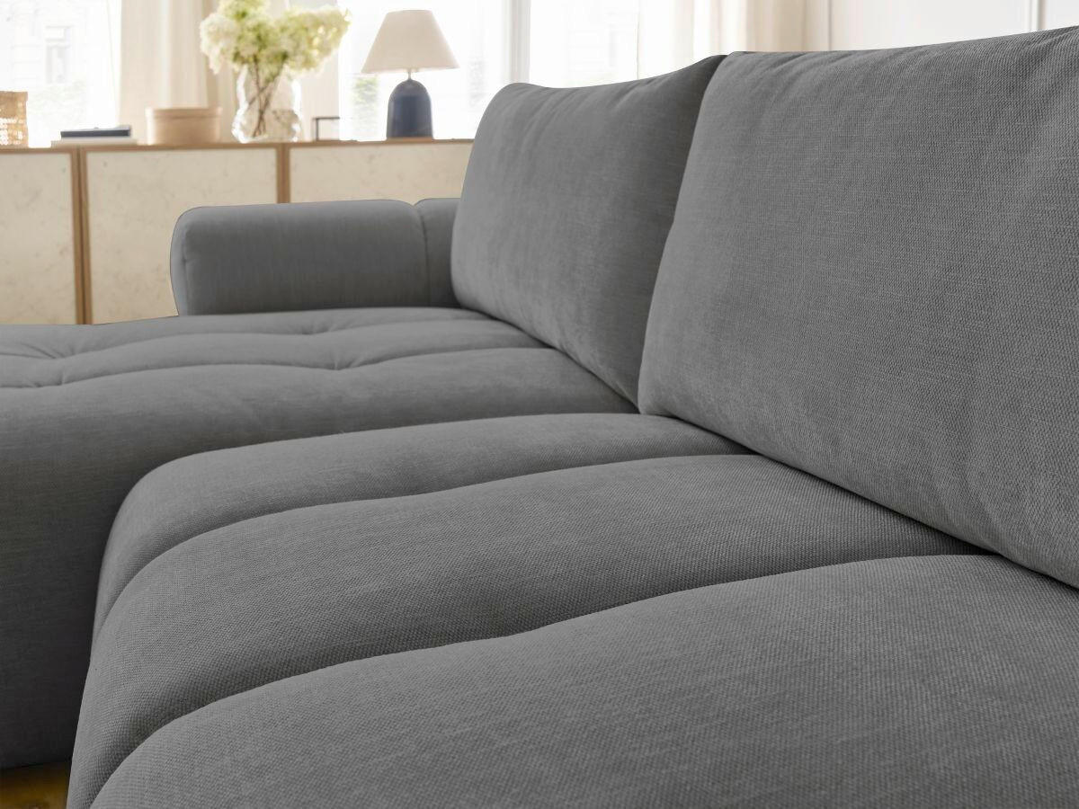 ECKSCHLAFSOFA FUJI Leinenoptik Dunkelgrau  inkl.  - Dunkelgrau/Schwarz, MODERN, Kunststoff/Textil (160/292cm)
