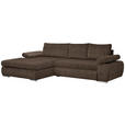 ECKSOFA in Flachgewebe Braun  - Chromfarben/Braun, Design, Kunststoff/Textil (173/294cm) - Carryhome