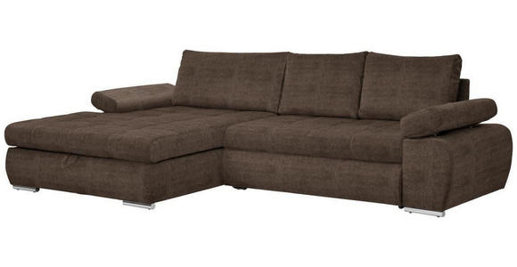 ECKSOFA in Flachgewebe Braun  - Chromfarben/Braun, Design, Kunststoff/Textil (173/294cm) - Carryhome