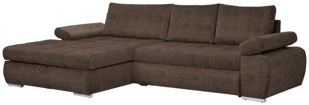 ECKSOFA Braun Flachgewebe  - Chromfarben/Braun, Design, Kunststoff/Textil (173/294cm) - Carryhome