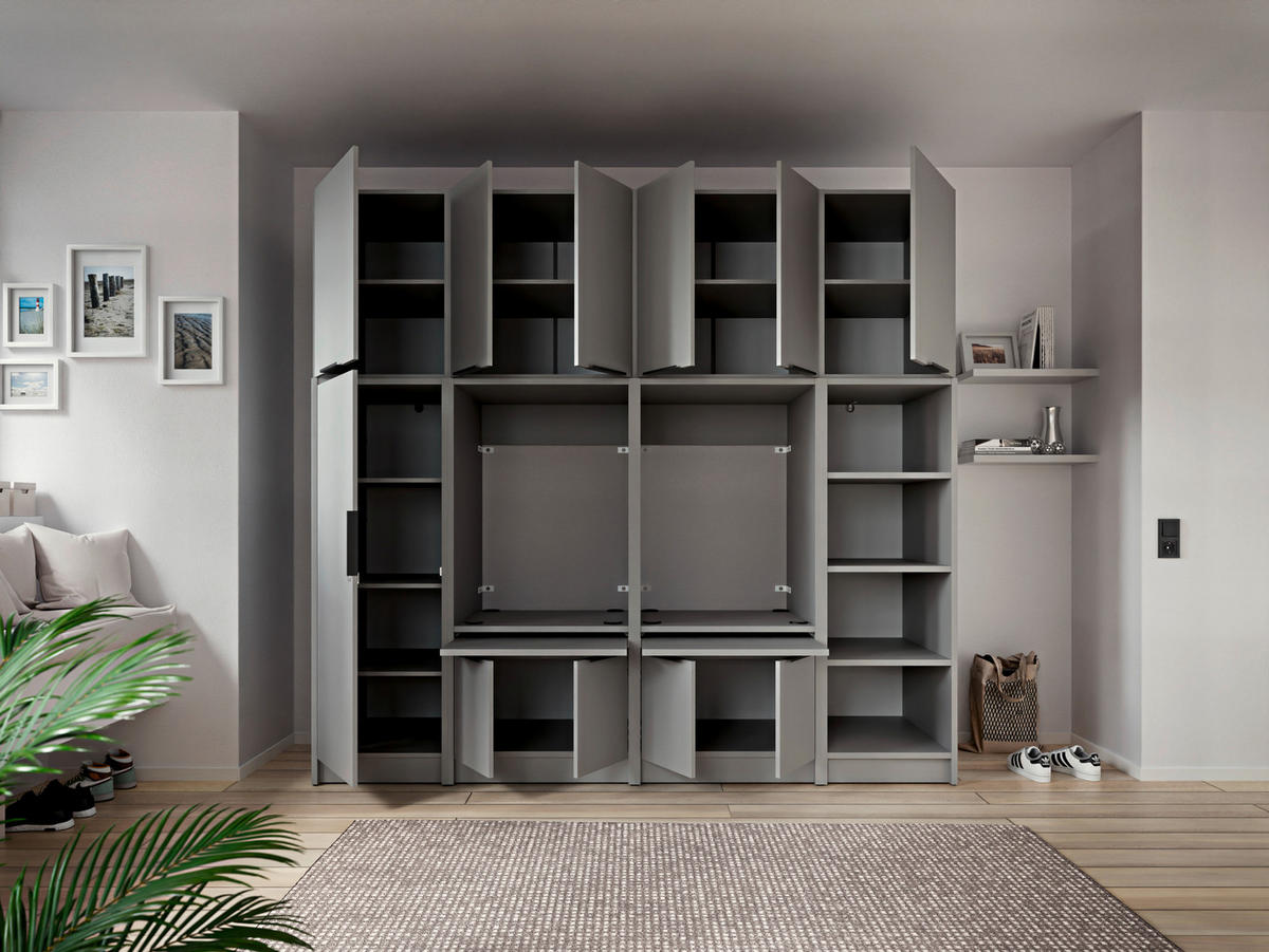 AUFSATZSCHRANK 70/70/68 cm   - Schwarz/Grau, Basics, Holzwerkstoff/Metall (70/70/68cm) - MID.YOU