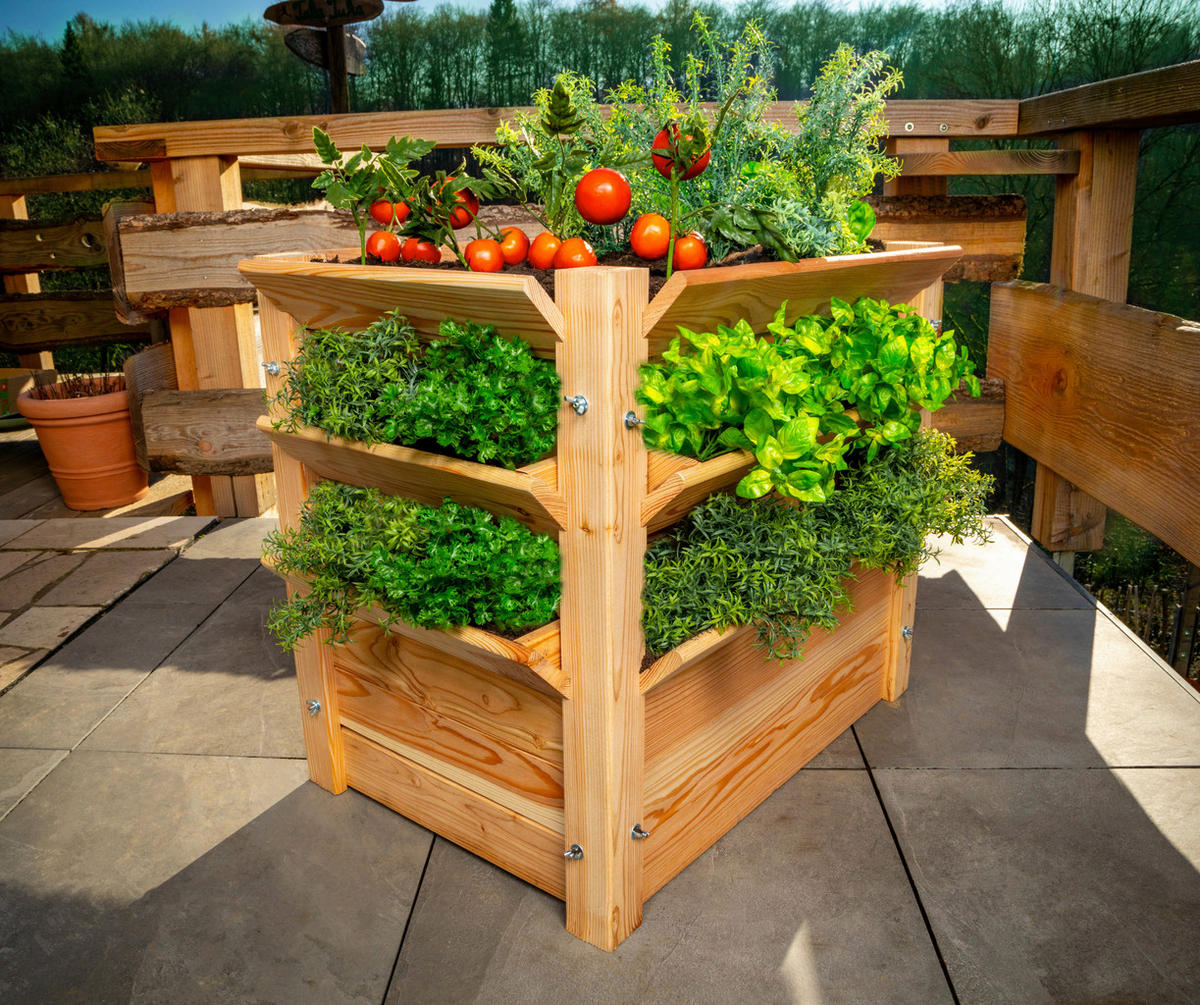 VYVÝŠENÝ ZÁHON   - farba smrekovca, Basics, drevo (90/73/65cm)