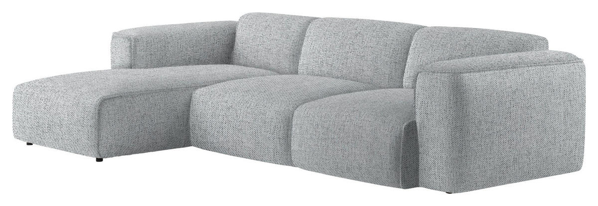 ECKSOFA Grau Webstoff Rücken echt  - Schwarz/Grau, Design, Kunststoff/Textil (171/290cm) - home24