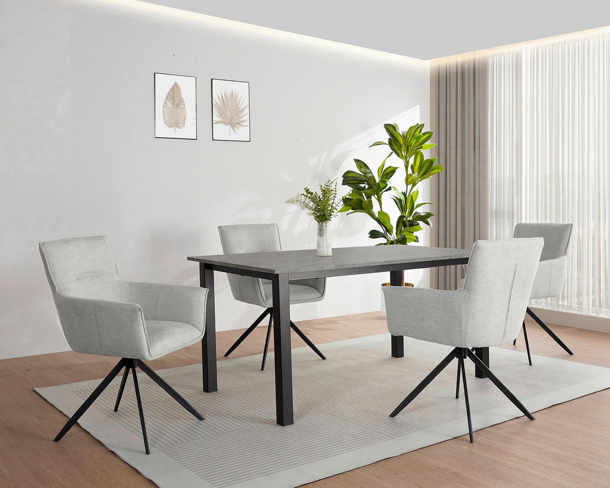 ESSTISCH 160/90/76 cm Nachbildung  Metall, Holzwerkstoff gastro- und objekttauglich rechteckig Grau  - Schwarz/Grau, MODERN, Holzwerkstoff/Metall (160/90/76cm) - MID.YOU