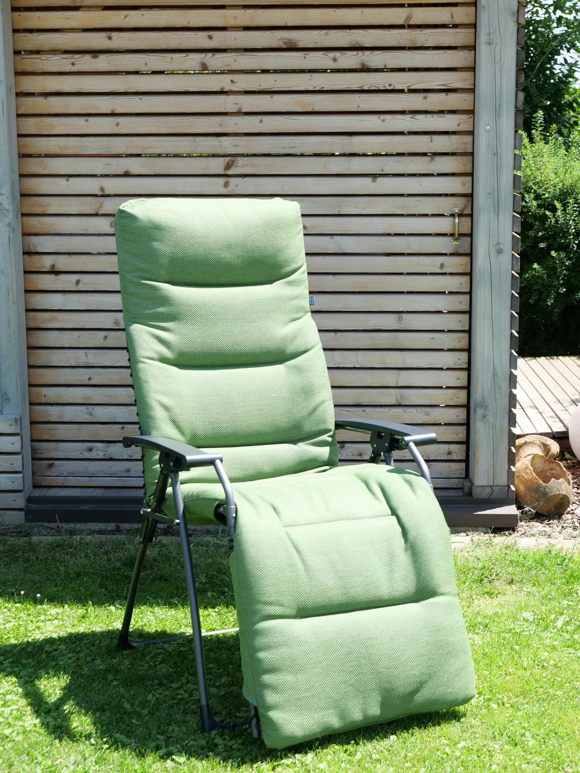 GARTEN-RELAXSESSEL Stahl  - Grün, KONVENTIONELL, Kunststoff/Textil (71/130/64cm)