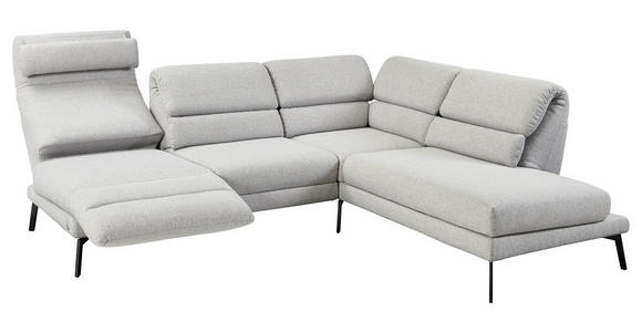 ECKSOFA Hellgrau Flachgewebe  - Hellgrau/Schwarz, Design, Textil/Metall (256/212cm) - Dieter Knoll