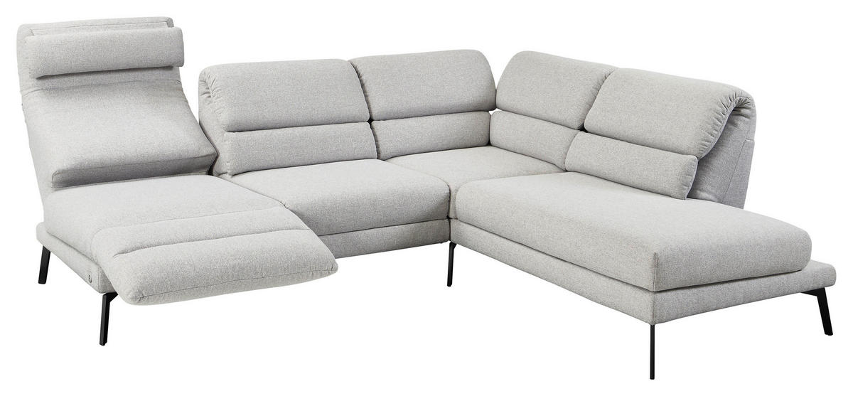 ECKSOFA in Flachgewebe Anthrazit  - Anthrazit/Schwarz, Design, Textil/Metall (256-363/212-253cm) - Dieter Knoll