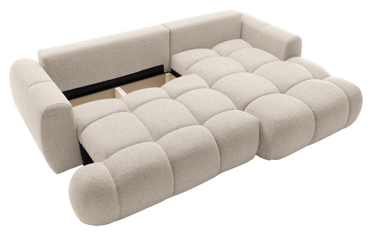 ECKSOFA Creme Struktur  - Creme/Schwarz, KONVENTIONELL, Kunststoff/Textil (272/172cm) - Carryhome