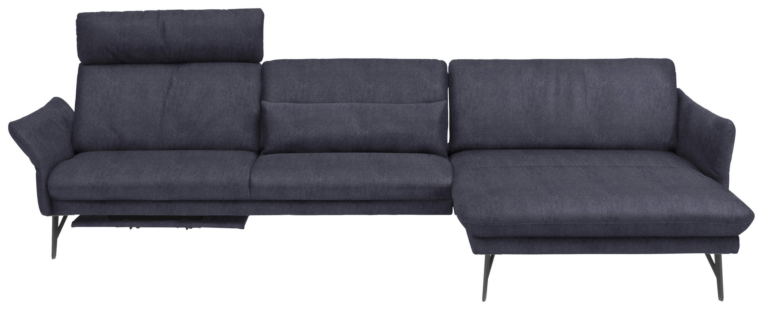 ECKSOFA Blau, Grau Lederlook  - Blau/Anthrazit, Design, Textil/Metall (330/174cm) - Himolla