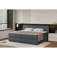 BOXSPRINGBETT 200/200 cm  in Anthrazit  - Anthrazit/Schwarz, Design, Kunststoff/Textil (200/200cm) - Chameo