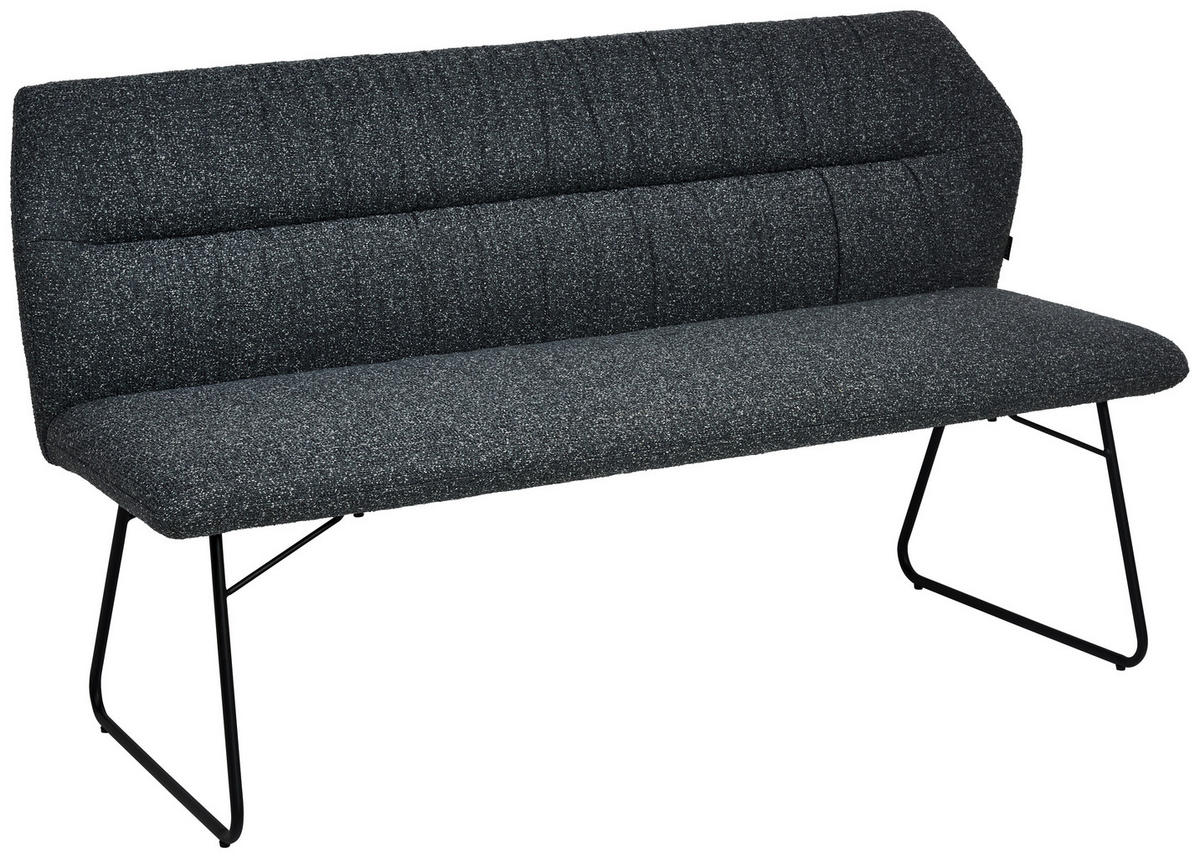 SITZBANK 156,5/87/62 cm Mikrofaser Grau  - Schwarz/Grau, Design, Textil/Metall (156,5/87/62cm) - Novel