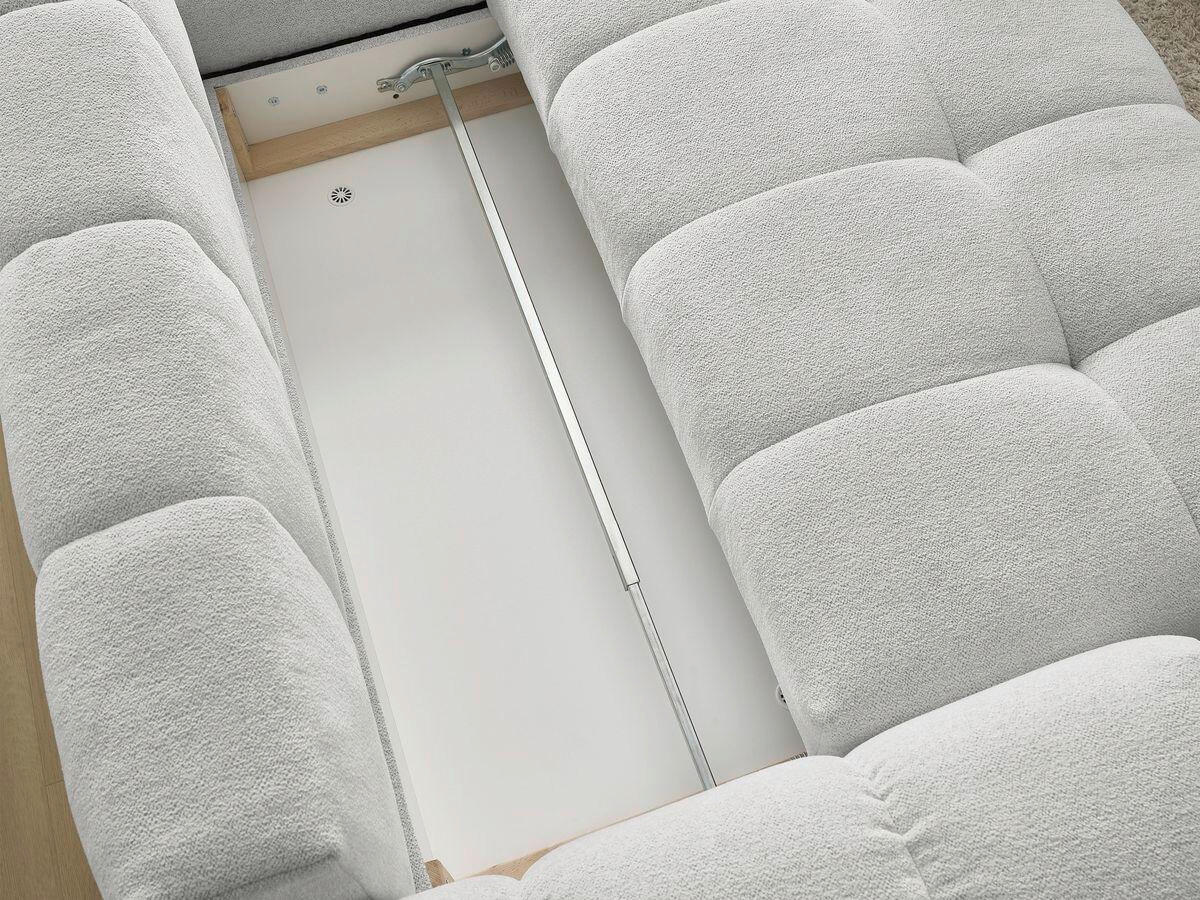 ECKSCHLAFSOFA EVEREST  mit Rücken echt, Armteil links, Armteil rechts Flachgewebe Hellgrau  - Hellgrau/Schwarz, MODERN, Kunststoff/Textil (320/212cm)