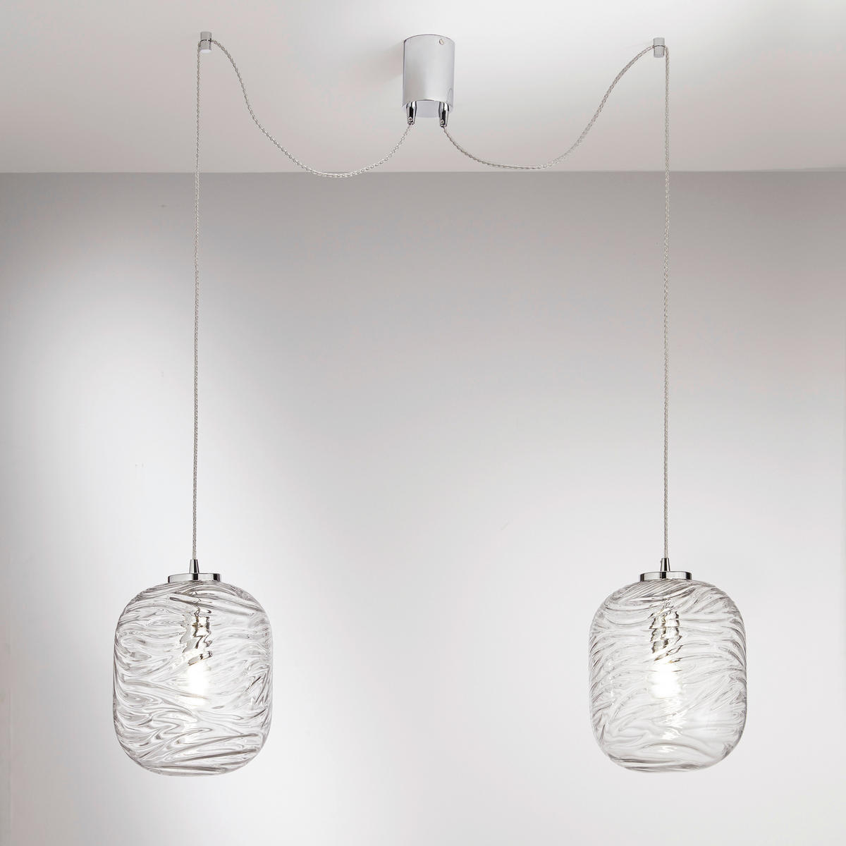 HÄNGELEUCHTE Luce Ambiente e Design 24,5/9/250 cm   - Chromfarben/Transparent, Trend, Glas/Metall (24,5/9/250cm)