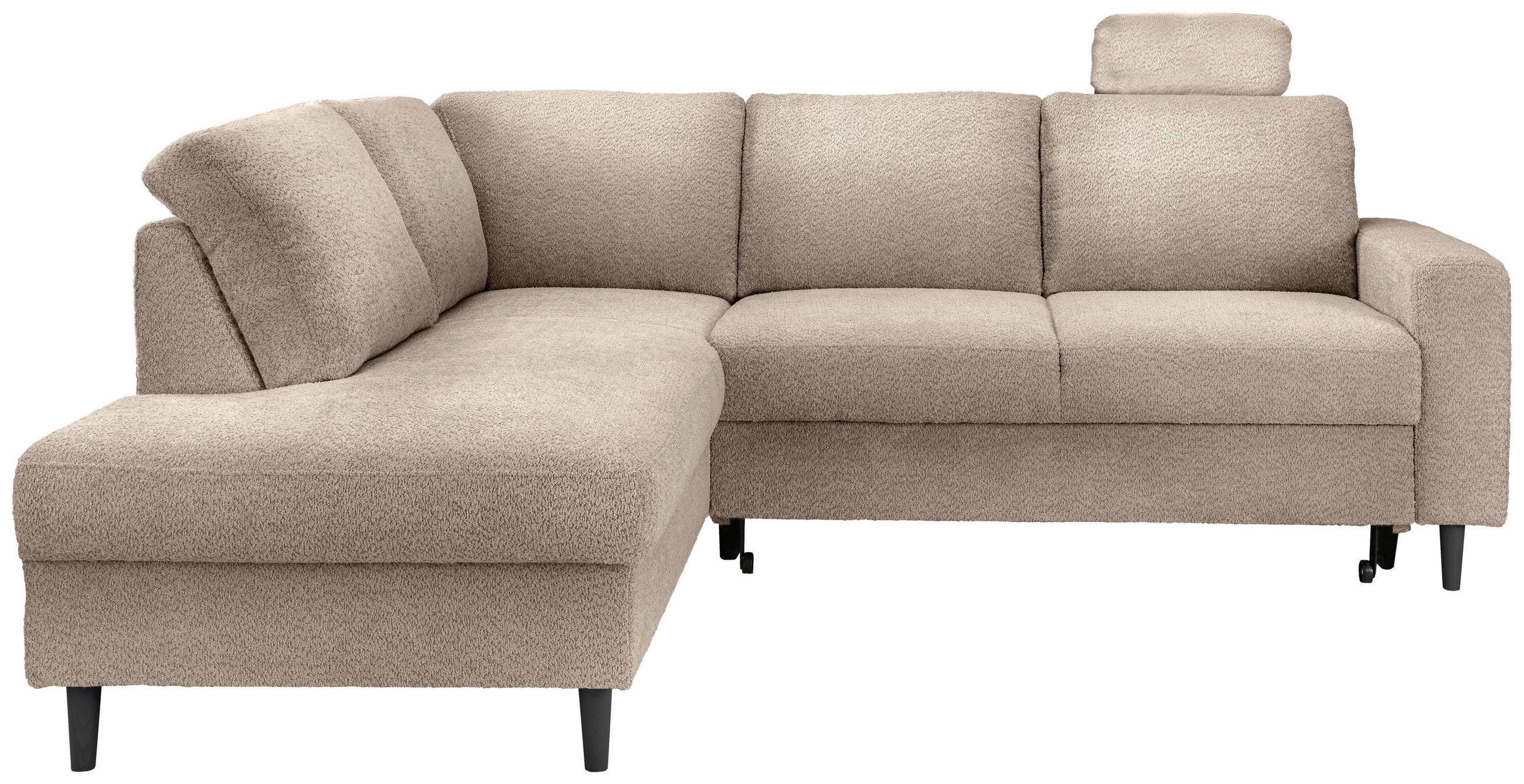 ECKSCHLAFSOFA in Beige Textil   - Beige/Schwarz, Modern, Holz/Textil (200/242cm) - Livetastic