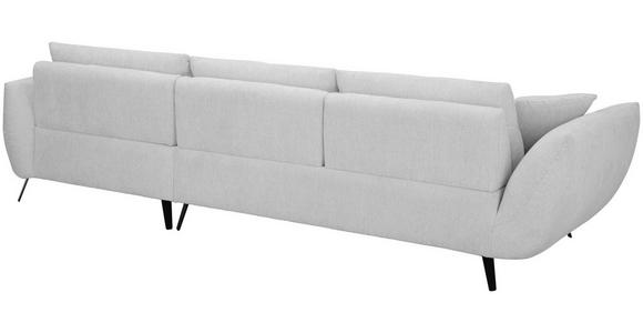 ECKSOFA Silberfarben Chenille Armlehnenkissen, Rücken echt, Sitztiefenverstellung  - Silberfarben/Schwarz, KONVENTIONELL, Textil/Metall (215/313cm) - Hom`in