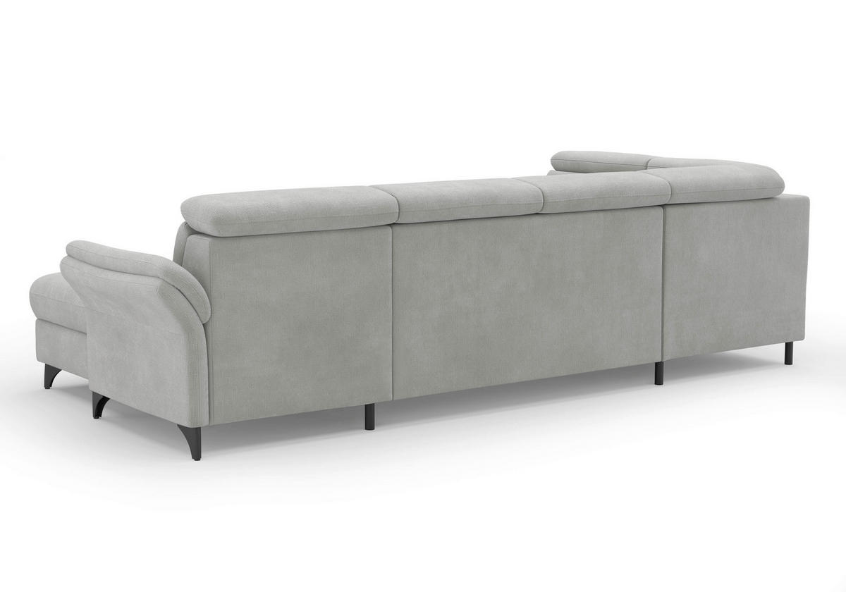 WOHNLANDSCHAFT GLENDALE E in Flachgewebe Silberfarben  - Silberfarben/Schwarz, KONVENTIONELL, Textil/Metall (193/321/166cm) - Sit & More