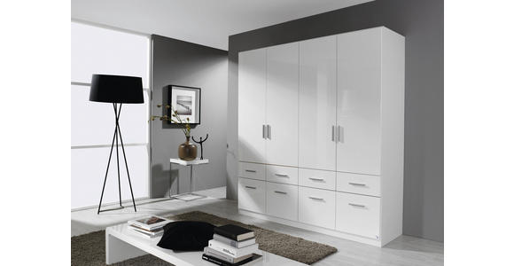 DREHTÜRENSCHRANK 181/197/54 cm 4-türig  - Weiß Hochglanz/Alufarben, Design, Holzwerkstoff/Kunststoff (181/197/54cm) - Carryhome