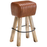 BARHOCKER Echtleder Braun Mangoholz Hartholz Typenauswahl  - Naturfarben/Braun, LIFESTYLE, Leder/Holz (43/74/37cm) - Landscape