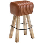 BARHOCKER Echtleder Braun Mangoholz Hartholz Typenauswahl  - Naturfarben/Braun, LIFESTYLE, Leder/Holz (43/74/37cm) - Landscape