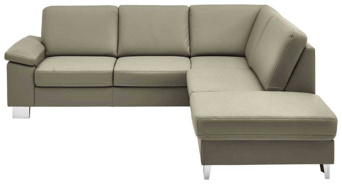 ECKSOFA  in Echtleder Perlmutt  248/235 cm  - Beige/Perlmutt, Design, Leder/Metall (248/235cm) - Beldomo Premium