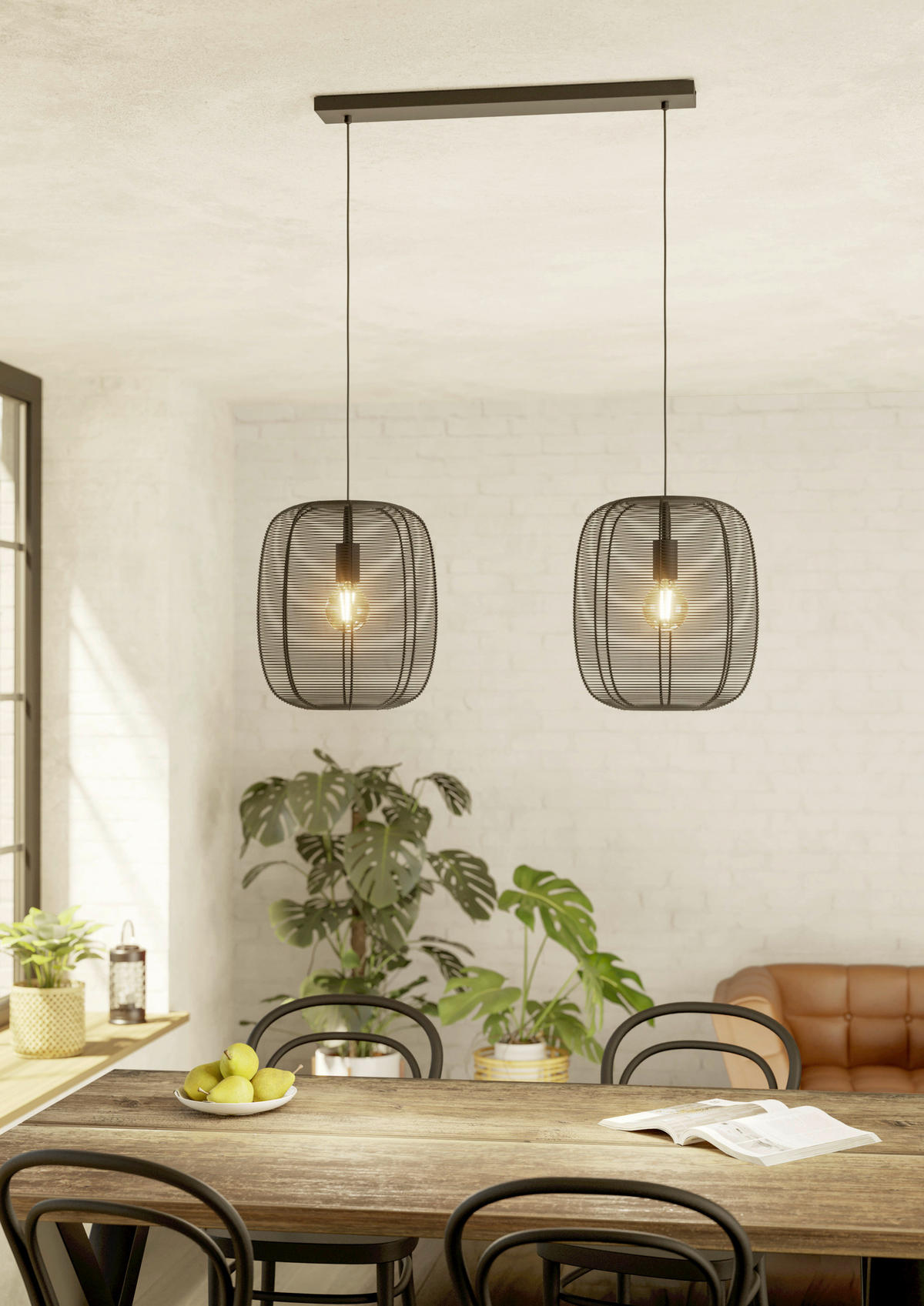 HÄNGELEUCHTE Rinroe 90/33/110 cm  - Schwarz, KONVENTIONELL, Metall (90/33/110cm) - Eglo