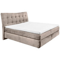 BOXSPRINGBETT 180/200 cm,  in Creme, gepolstertes Kopfteil, Topper, Matratzen, H3 + H4 = fest + sehr fest  - Creme/Schwarz, Basics, Holzwerkstoff/Kunststoff (180/200cm) - Esposa
