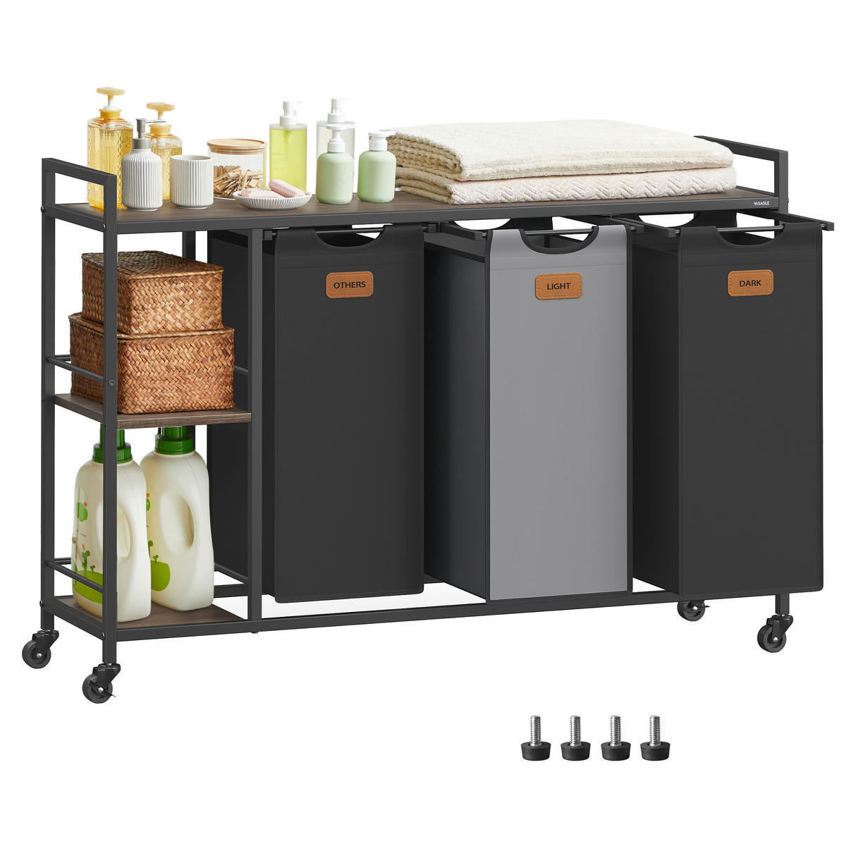 WÄSCHEKORB - Schwarz/Braun, MODERN, Holzwerkstoff/Metall (117/80,5/33cm) - MID.YOU