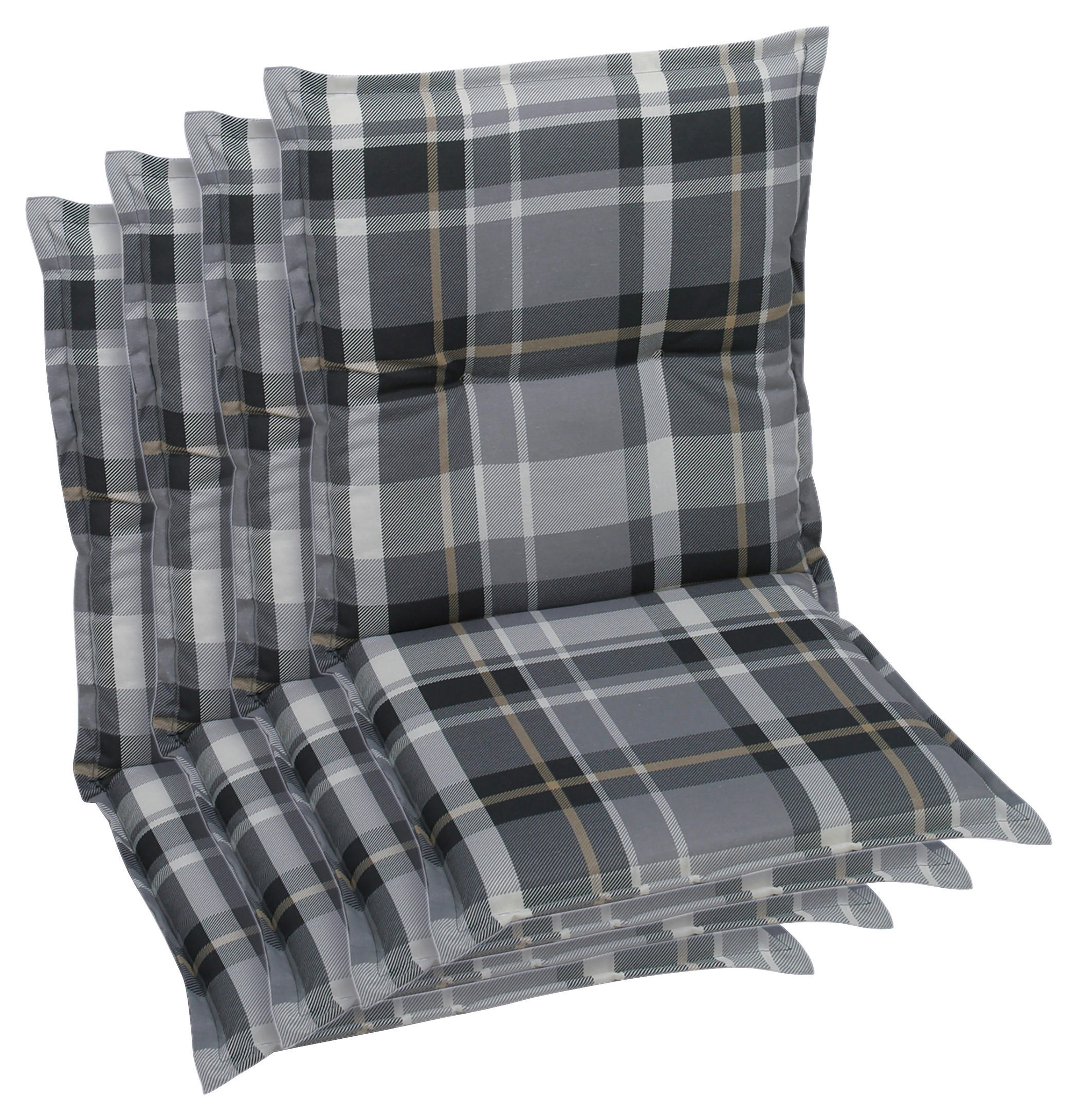 SESSELAUFLAGENSET in Grau Karo  - Grau, Basics, Textil (50/6/100cm)