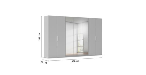 DREHTÜRENSCHRANK 350/235/61 cm,  in Graphitfarben, 7-türig  - Graphitfarben, Basics, Glas/Holzwerkstoff (350/235/61cm) - Novel