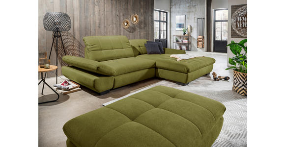 ECKSOFA in Mikrofaser Grün 290/198 cm - Schwarz/Grün, Design, Textil/Metall (290/198cm) - Xora