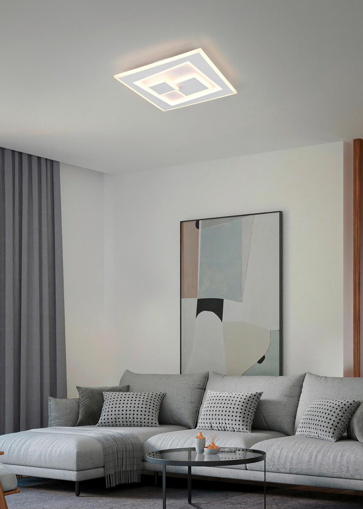 PLAFONIERĂ CU LED - alb, Basics, plastic/metal (35,5/6/35,5cm)