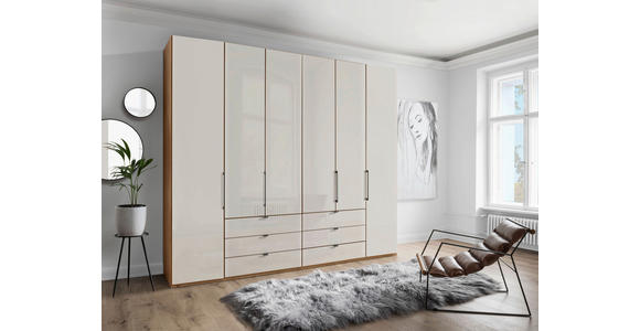 FALTTÜRENSCHRANK 250/236/58 cm 6-türig Champagner, Eiche Bianco - Schieferfarben/Eiche Bianco, KONVENTIONELL, Glas/Holzwerkstoff (250/236/58cm) - Dieter Knoll