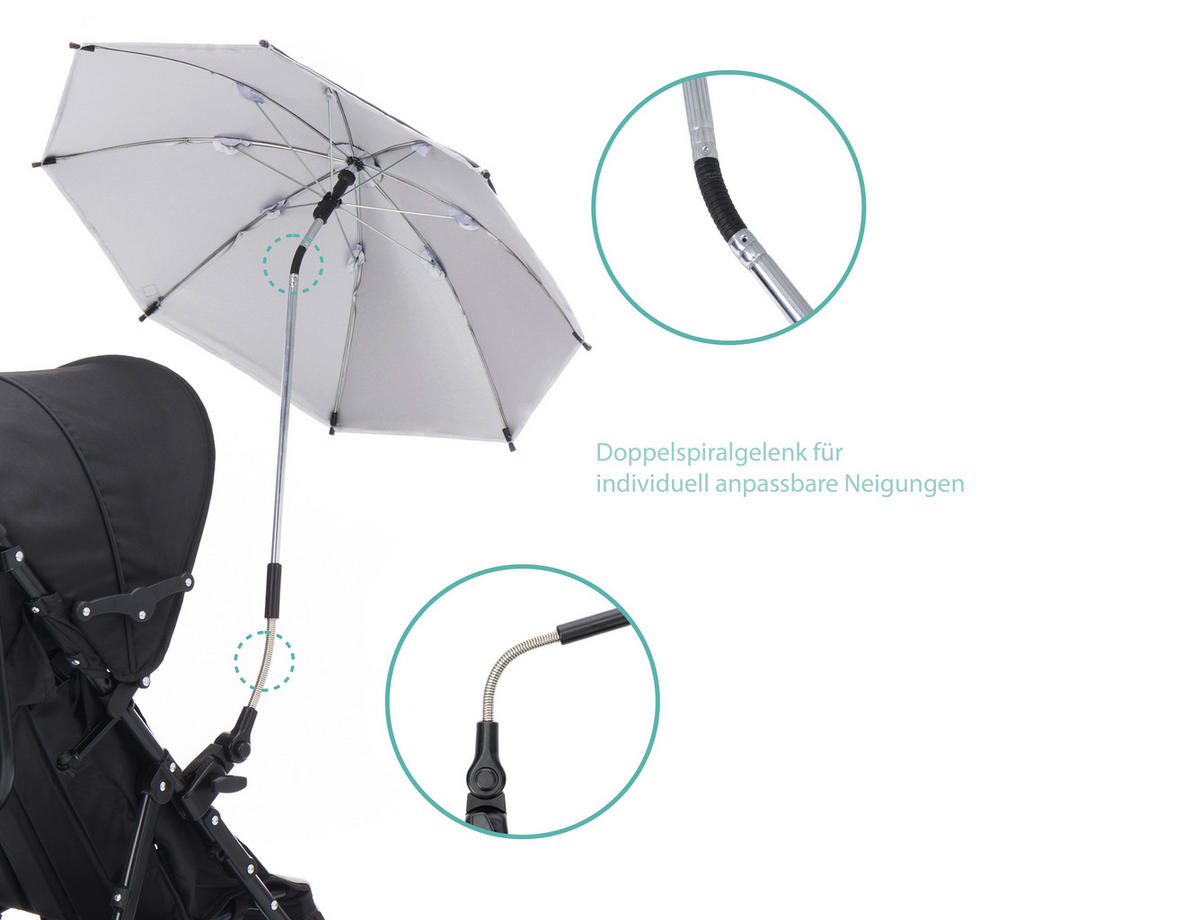 KINDERWAGENSONNENSCHIRM  - Hellblau, Basics, Textil/Metall (75cm) - Jimmylee