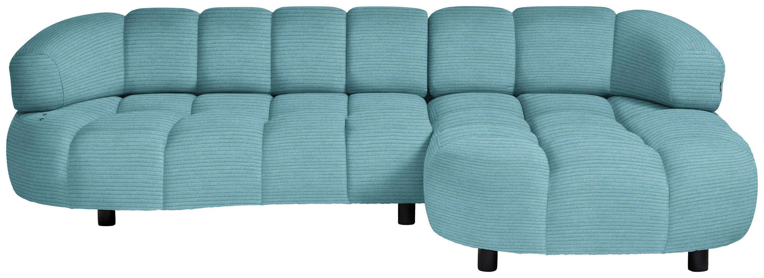ECKSOFA in Cord, Velours Hellblau  - Schwarz/Hellblau, Design, Holz/Textil (284/183cm) - Welnova