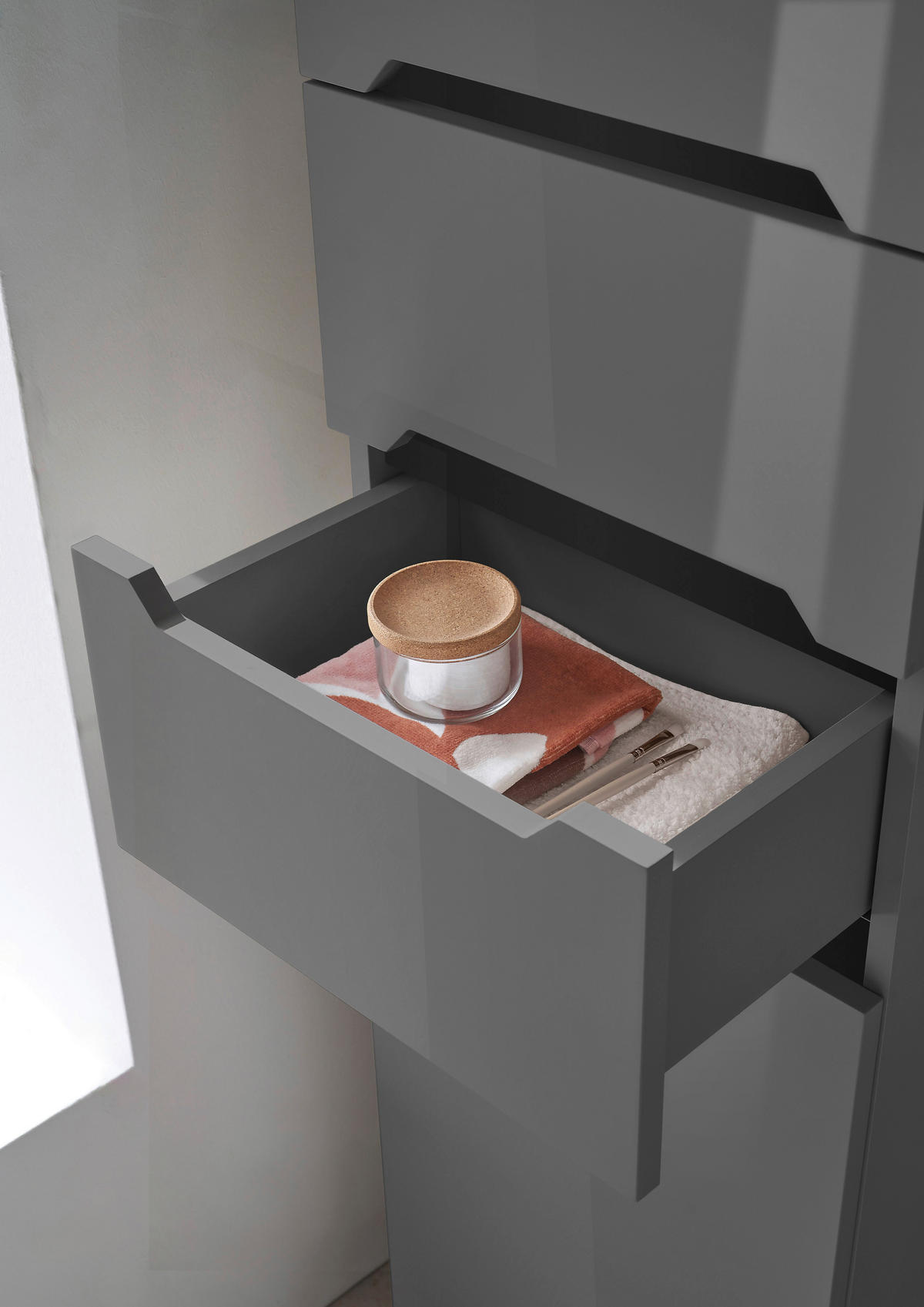 HOCHSCHRANK 40/190/30 cm  - Anthrazit/Anthrazit Hochglanz, KONVENTIONELL, Holzwerkstoff/Kunststoff (40/190/30cm) - home24