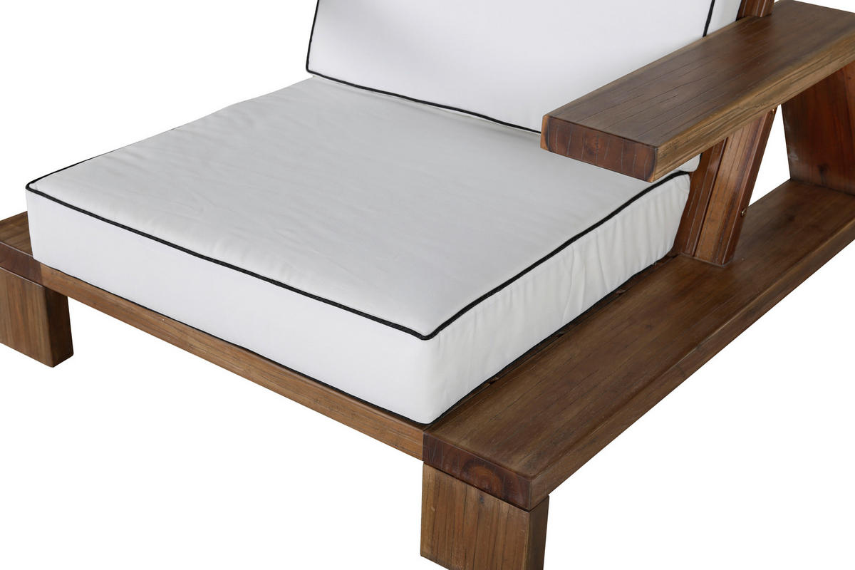 LOUNGESESSEL  - Weiß/Akaziefarben, KONVENTIONELL, Holz (100/70/92cm) - Gardenson