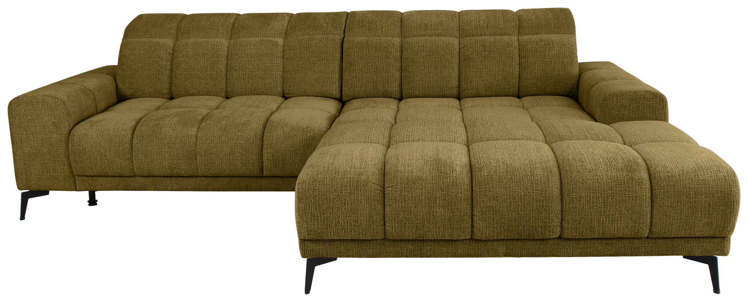 ECKSOFA inkl.Funktionen Olivgrün Chenille Schlaffunktion, Sitztiefenverstellung  - Schwarz/Olivgrün, MODERN, Textil/Metall (300/195cm) - Xora