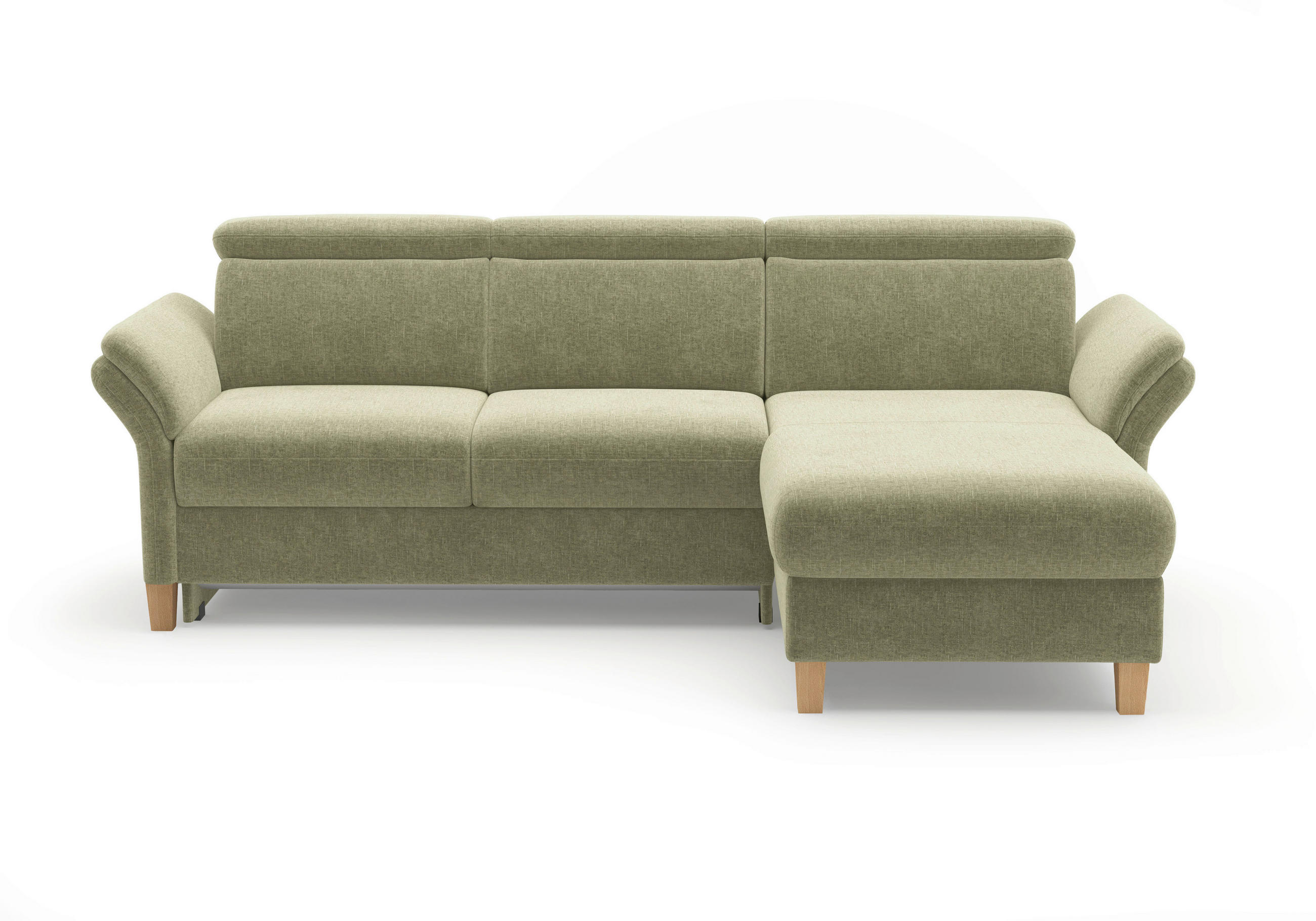 ECKSOFA GLENDALE E Hellgrün Flachgewebe  - Eichefarben/Hellgrün, KONVENTIONELL, Holz/Textil (253/166cm) - Sit & More