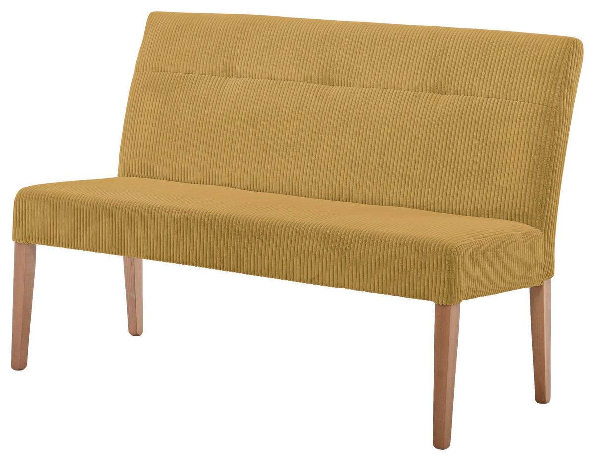 SITZBANK 140/92/66 cm  in Buchefarben, Currygelb  - Currygelb/Buchefarben, KONVENTIONELL, Holz/Textil (140/92/66cm) - home24