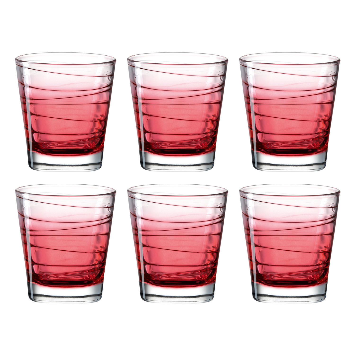WHISKY-GLÄSERSET 250,00 ml 6-teilig  - Rot, Design, Glas (8,30/9,00/8,30cm) - Leonardo