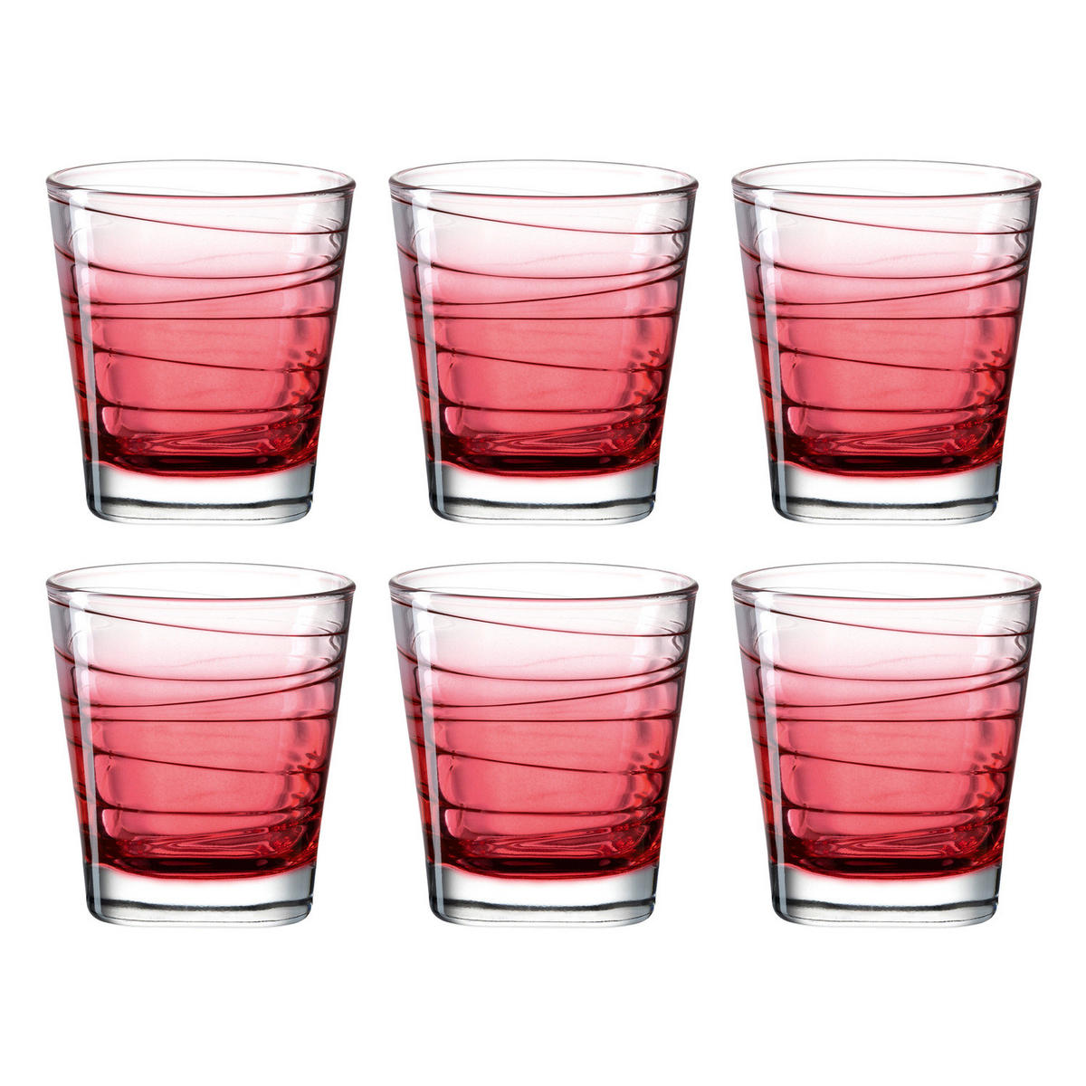 WHISKY-GLÄSERSET 250,00 ml 6-teilig  - Rot, Design, Glas (8,30/9,00/8,30cm) - Leonardo