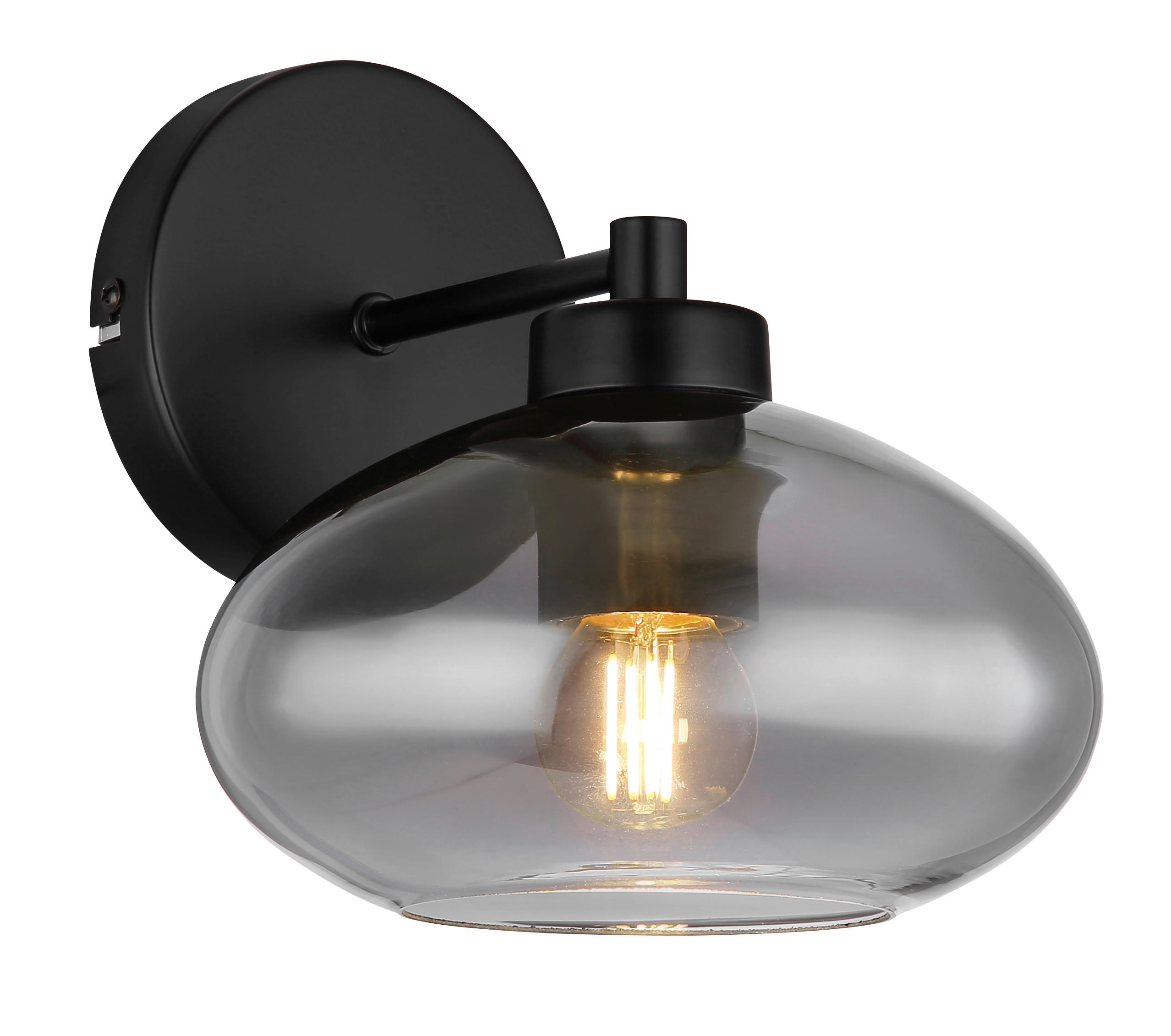 WANDLEUCHTE Shaun 18/22/20 cm   - Schwarz, Design, Glas/Metall (18/22/20cm) - Globo