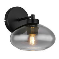 WANDLEUCHTE Shaun 18/22/20 cm   - Schwarz, Design, Glas/Metall (18/22/20cm) - Globo