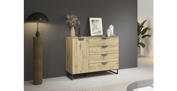 KOMMODE  in 120/92/42 cm  - Dunkelgrau/Eiche Artisan, Design, Holzwerkstoff/Metall (120/92/42cm) - Carryhome