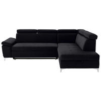 ECKSOFA in Mikrofaser Schwarz  - Chromfarben/Schwarz, Konventionell, Textil/Metall (271/206cm) - Carryhome