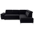 ECKSOFA Schwarz Mikrofaser  - Chromfarben/Schwarz, KONVENTIONELL, Textil/Metall (271/206cm) - Carryhome