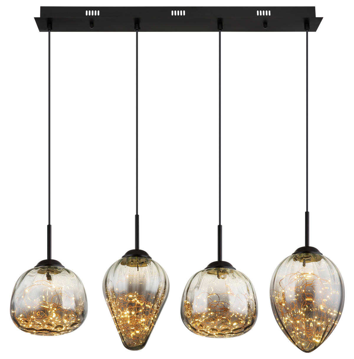 LED-HÄNGELEUCHTE 91/20/120 cm  - Klar/Schwarz, Design, Glas/Metall (91/20/120cm) - Globo