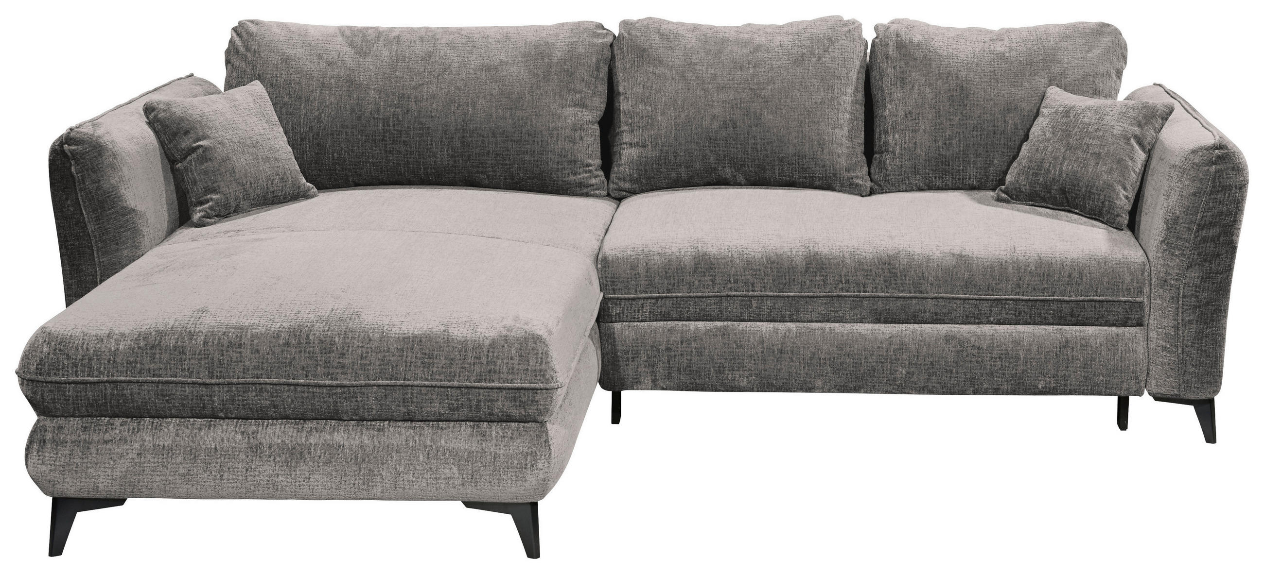 HÖRNBÄDDSOFFA 3-sits i chenille gråbrun  - gråbrun/svart, Basics, textil/plast (286/192cm) - Livetastic