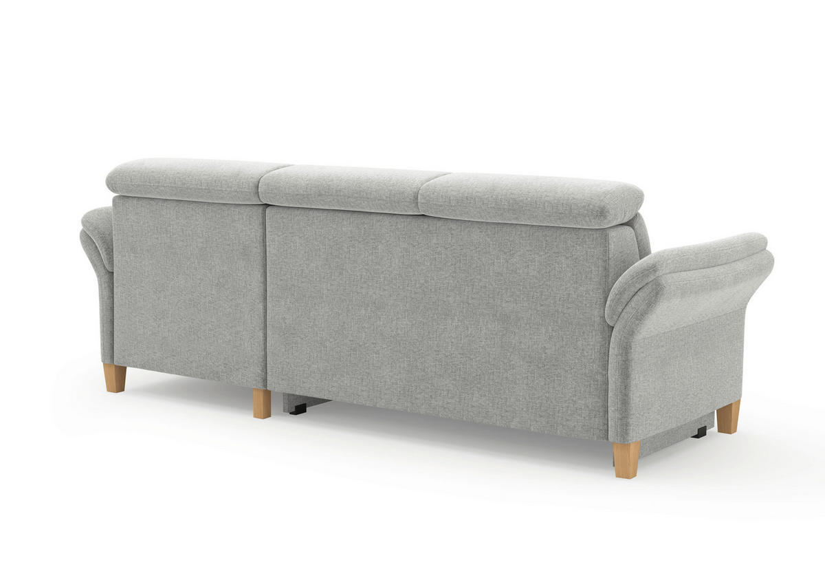 ECKSOFA GLENDALE E Hellgrau Flachgewebe  - Eichefarben/Hellgrau, KONVENTIONELL, Holz/Textil (253/166cm) - Sit & More